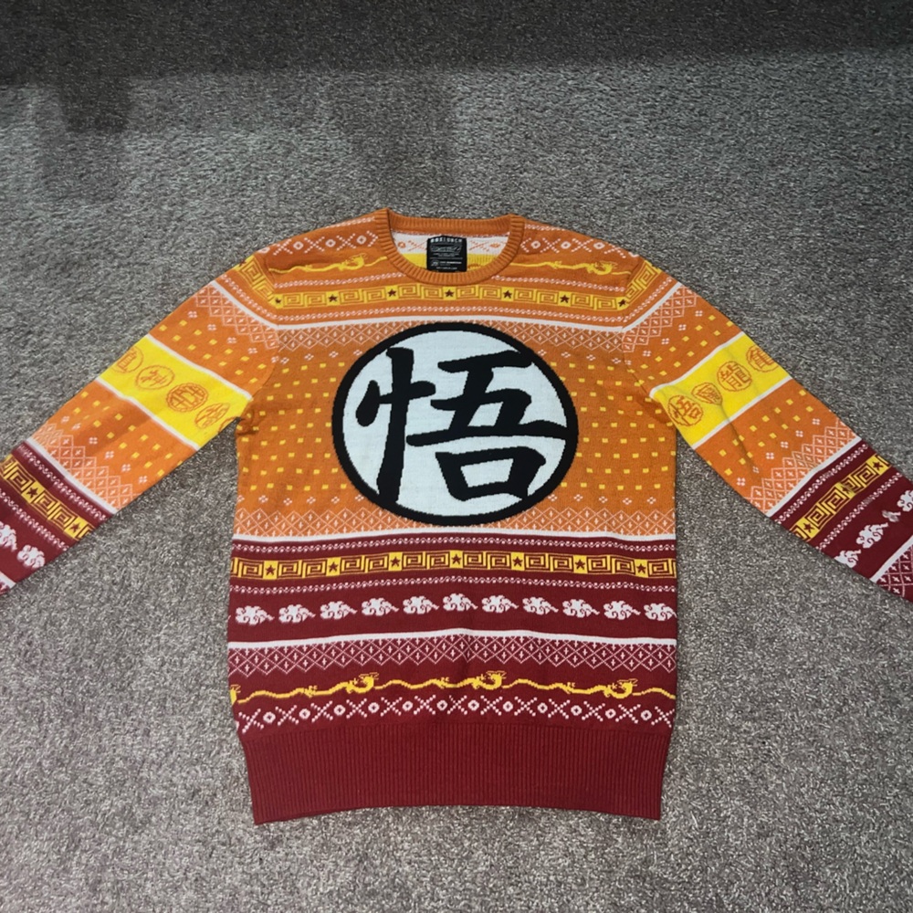 Orange and Red Graphic Sweater